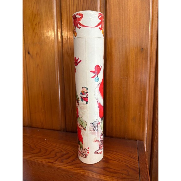 Vintage Santa Claus Christmas Fireplace Match Stick Holder Tube with Matches 11" - Picture 4 of 8